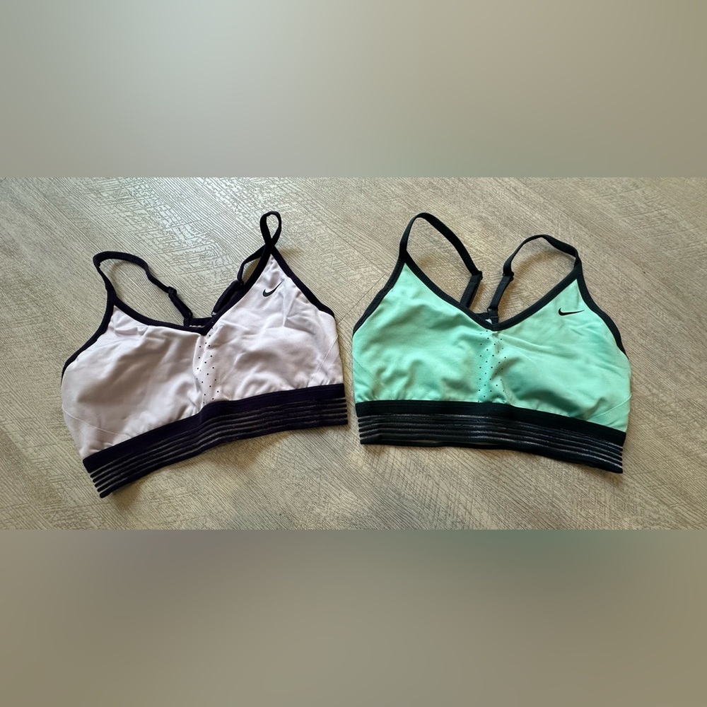 Nike Purple and Green Sports Bras for Active Comfort